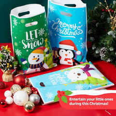 72 Pack Christmas Plastic Goodie Bags with Handles