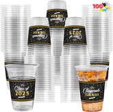 100 Pack 16oz Graduation Plastic Cups for Parties