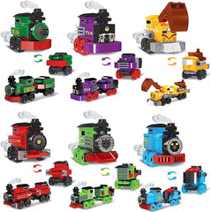24 Prefilled Heart Building Blocks with Train & Valentine's Day Cards for Kids Classroom Exchange Gifts