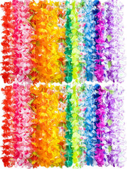 120Pcs Hawaiian Colorful Tropical Flower Leis Necklaces for Kids Adults