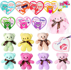 28 Pack Valentine's Day Gift Cards with Bear Plush Toys