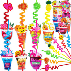 28 Reusable Drinking Straws with Kids' Valentine Cards for Valentine Party Favors