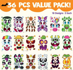 36 Halloween Pumpkin Face Stickers