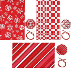 Large Red Holiday Plastic Gift Bags, 3 Pack