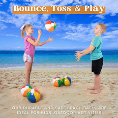 12 Pack Inflatable Beach Balls, 16 Inch