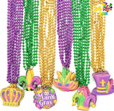 24 Mardi Gras Bead Necklaces with Pendants