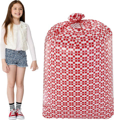 Large Red Holiday Plastic Gift Bags, 3 Pack