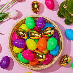 98 Pcs 2.3-Inch Easter Eggs with 2 Golden Eggs, Plastic Fillable Eggs for Easter Egg Hunt
