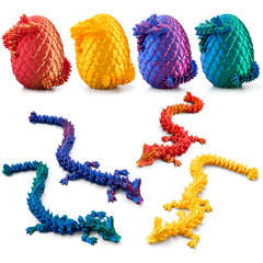 4 Pack 3D Printed Dragon Eggs with Laser Dragon - Articulated Fidget Toys for Kids