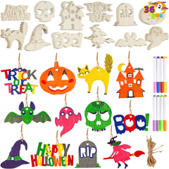 36-Piece Halloween Wooden Painting Craft Kit