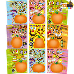 72 Halloween Pumpkin Stickers for Kids Party Favors