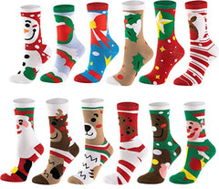 12-Pack Soft Cotton Christmas Socks Set