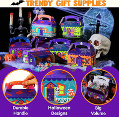 32-Pack 3D Halloween House Cardboard Treat Boxes