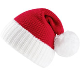 Adult Knit Santa Hat with Pom Poms