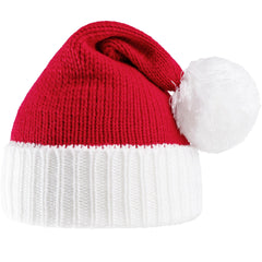 Adult Knit Santa Hat with Pom Poms
