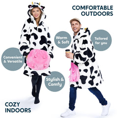 Sherpa Hooded Blanket for Adults, Wearable Pullover for Women and Men