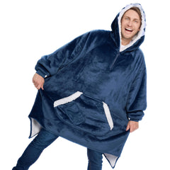 Cozy Adults Wearable Blanket Hoodie - Fleece Sherpa Pullover