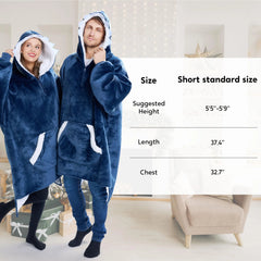 Cozy Adults Wearable Blanket Hoodie - Fleece Sherpa Pullover