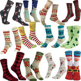 12 Pairs Christmas Holiday Crew Socks