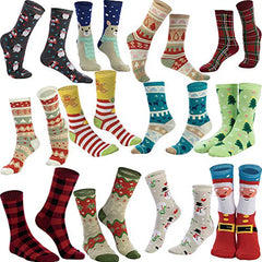 12 Pairs Christmas Holiday Crew Socks