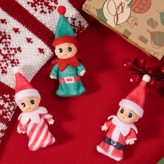 3-Pack Colorful Vinyl Face Plush Dolls for Christmas