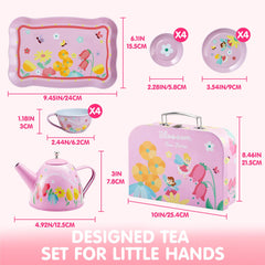 Fairy Blossom Tea Party Set for Girls Ages 3-6 - Leak-Proof Princess Teapot Set with Cups, Plates & Carrying Case