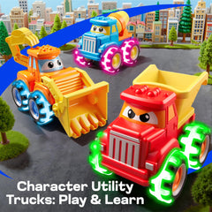 GlowRover 3 Pack Light Up Construction Monster Truck Toys