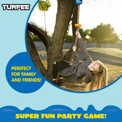 Green Climbing Rope Tree Swing with Platforms and Disc Seats