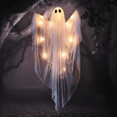 Spooky White LED Ghost Hanging Decoration (47in) for Halloween