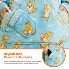 Adult Sherpa Wearable Blanket - Corgi