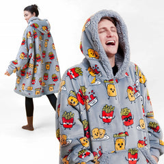Adult Sherpa Wearable Blanket - Chicken Nuggets and Fries