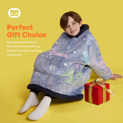 Kids' Sherpa Wearable Blanket - Dinosaur Glow Print