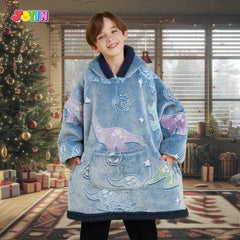 Kids' Sherpa Wearable Blanket - Dinosaur Glow Print