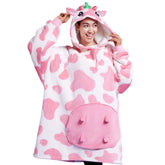 Strawberry Cow Sherpa Wearable Blanket for Adults