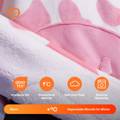 Strawberry Cow Sherpa Wearable Blanket for Adults