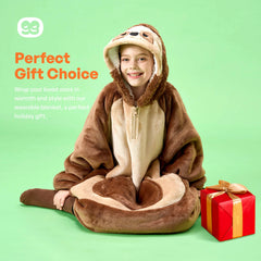 Kids' Sherpa Wearable Blanket-Sloth Shape