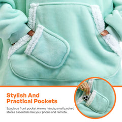 Adult Sherpa Wearable Blanket - Light Green