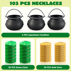 JOYIN 103-Piece St. Patrick's Day Cauldrons Set with Shamrock Coins