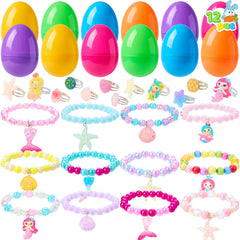JOIN 12-Pack Prefilled Easter Eggs with Bead Jewelry Toys