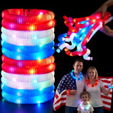 JOYIN 12-Piece 4th of July Patriotic Light-Up Pop Tubes and Glow Sticks Set