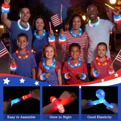 JOYIN 12-Piece 4th of July Patriotic Light-Up Pop Tubes and Glow Sticks Set