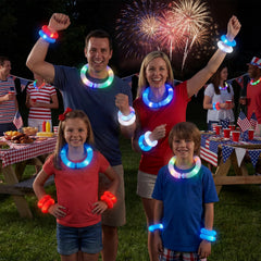 JOYIN 12-Piece 4th of July Patriotic Light-Up Pop Tubes and Glow Sticks Set