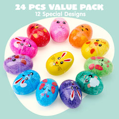 JOYIN 12 Pcs Easter Prefilled Eggs with Foam Squishy Toys