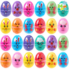 JOYIN 12 Pcs Easter Prefilled Eggs with Foam Squishy Toys