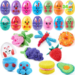 JOYIN 12 Pcs Easter Prefilled Eggs with Foam Squishy Toys