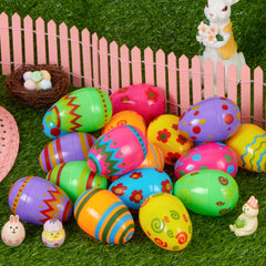 JOYIN 18 Pack Brightly Printed Plastic Easter Eggs
