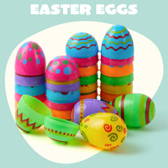 JOYIN 18 Pack Brightly Printed Plastic Easter Eggs