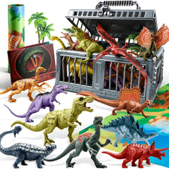 JOIN 19-Piece Dinosaur Toy Set with Play Mat and Storage Cage
