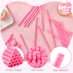 JOYIN 200-Pack Valentine Heart-Shaped Pink Straws