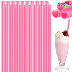 JOYIN 200-Pack Valentine Heart-Shaped Pink Straws